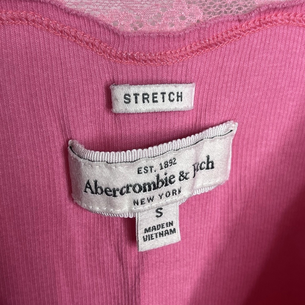 Abercrombie & Fitch Y2K Lace Trim Cami Tank Top Pink Womens Small Coquette Moose - Picture 4 of 6